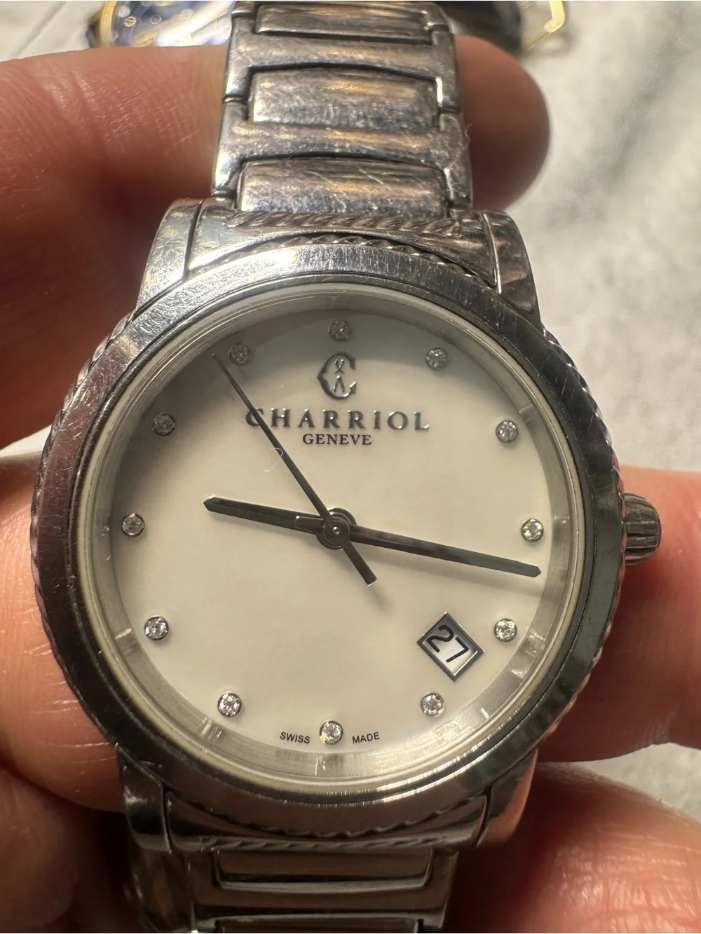#202 Charriol Geneve Stainless Steel Silver Women's Watch with White Dial